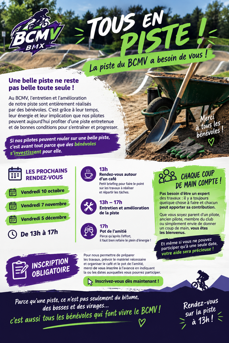 Tous en piste ! Le BCMV a besoin de vous